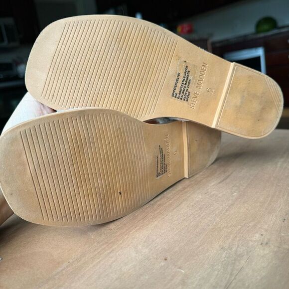 Steve Madden Spice Bling Slide Sandals Size 6 Rhinestone Silver Straps Shoes - Picture 8 of 10